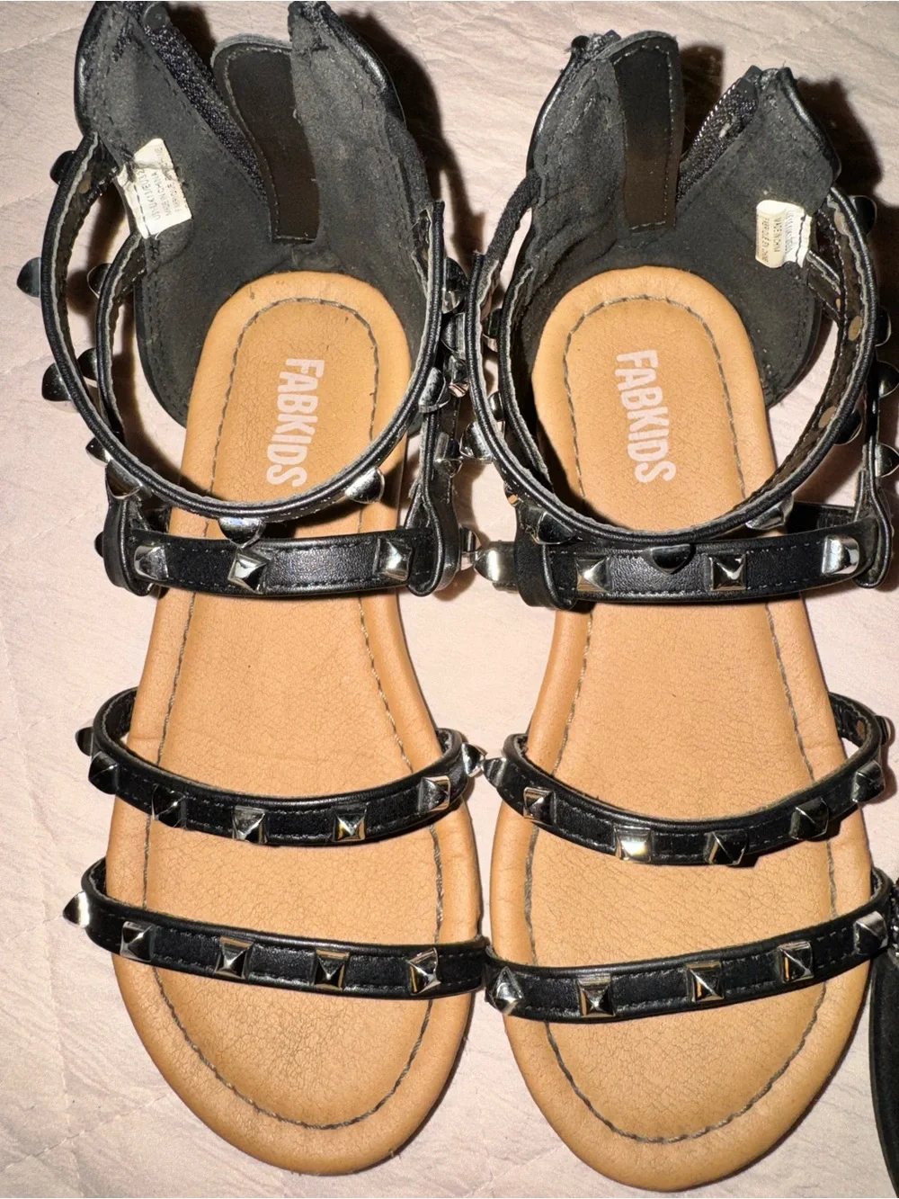 Set of 2 pair Black Girls' Dress Sandals with Studded Straps/heels